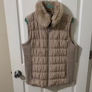 Calvin Klein Cream Faux Fur Collar size large